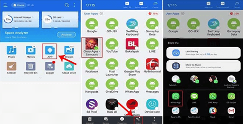 Cara Kirim Aplikasi via Whatsapp dengan ES File Exploere